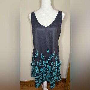 Black and Teal Sleeveless Dress